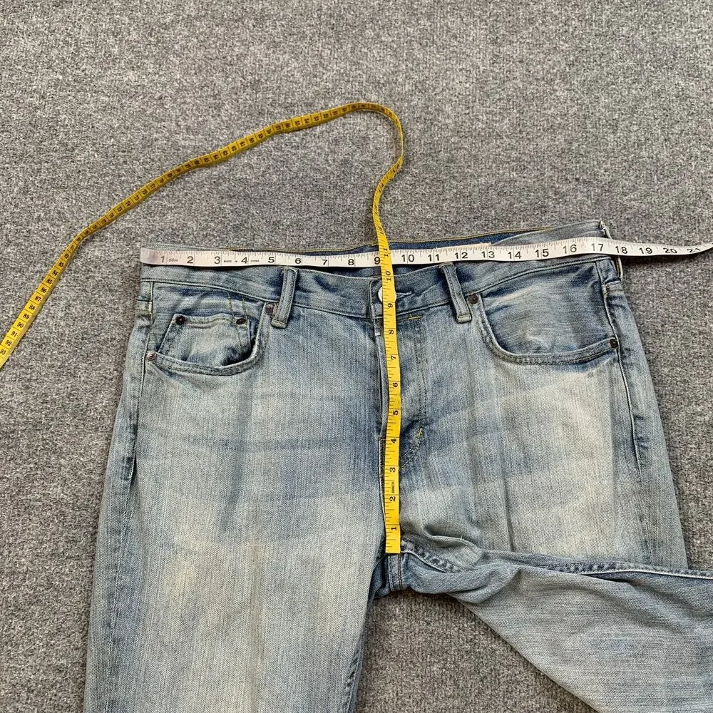 AllSaints Jeans Mens 32 Light Wash Rex Slim Fit Ripped Distressed Denim Stretch